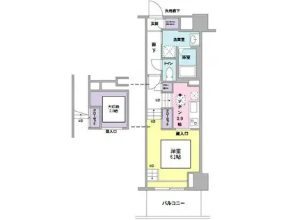 KIINU BLANCキーヌ・ブラン(1K/4階)の間取り写真