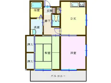 メゾン・ジュネス(2DK/2階)の間取り写真