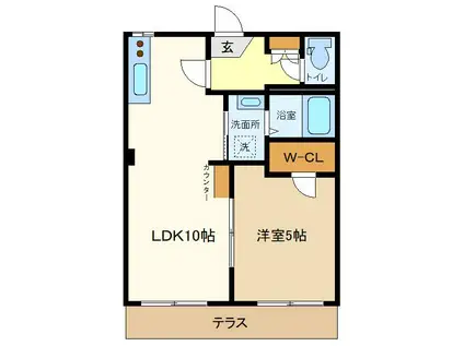 パークハウスローリエ(1LDK/1階)の間取り写真