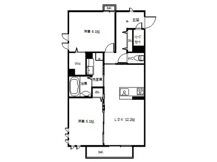  ルシア(2LDK/1階)の間取り写真