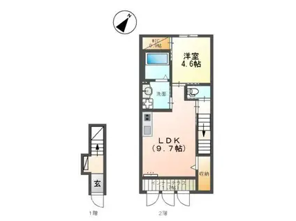 レジデンス牛久保(1LDK/2階)の間取り写真