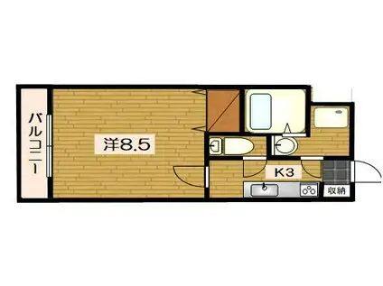 グリンデルワルト(1K/4階)の間取り写真