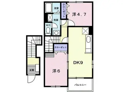 ガーデン・ショウキB(2DK/2階)の間取り写真