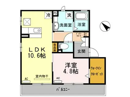 D-ROOM 向山(1LDK/1階)の間取り写真