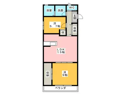 MAISON OGINO(2LDK/2階)の間取り写真