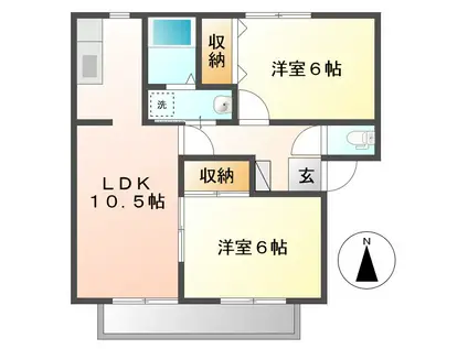 ラピュータ大島 A(2LDK/1階)の間取り写真