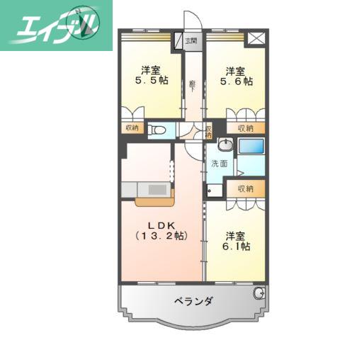 スターマンション神田(3LDK/1階)の間取り写真