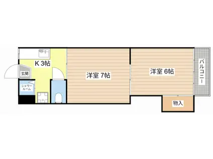 ハッピーハイツ山崎(2K/1階)の間取り写真