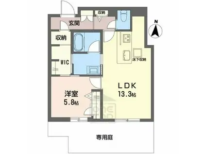 和の社 江坂(1LDK/1階)の間取り写真