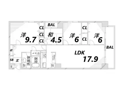 グランドヴュー島本(4LDK/11階)の間取り写真
