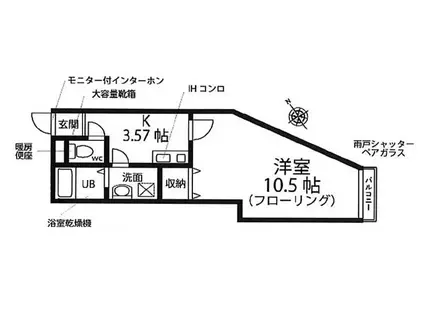 プレミールII(1K/1階)の間取り写真