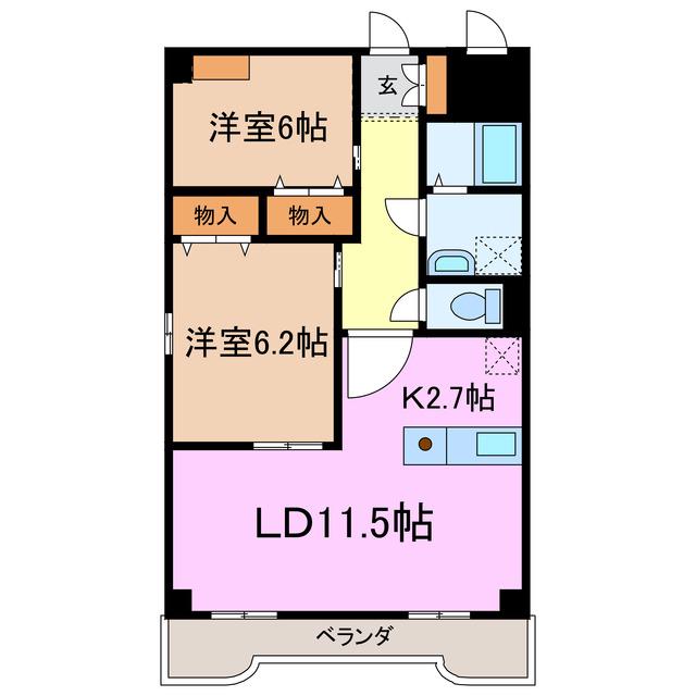 ブランジュ水広(2LDK/2階)の間取り写真