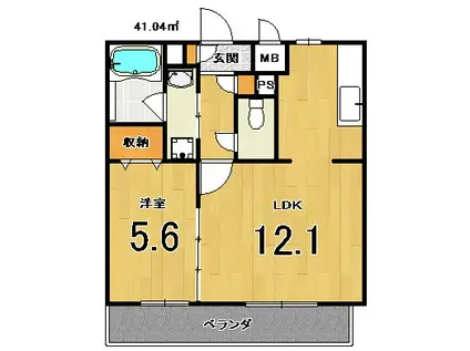 アンジュ京都天神川(1LDK/2階)の間取り写真