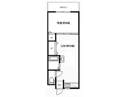 クレール西町(1LDK/3階)の間取り写真