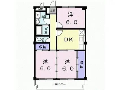 フリーダム武庫の里II(3DK/2階)の間取り写真