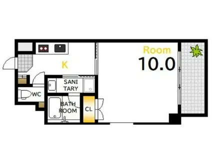 アンソレイユ舟入南(1K/7階)の間取り写真