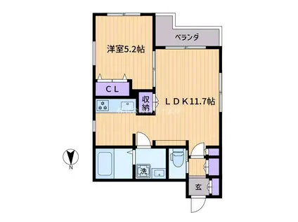 ハックベリーハウス(1LDK/1階)の間取り写真