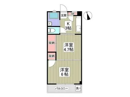 豊島マンション(2K/5階)の間取り写真