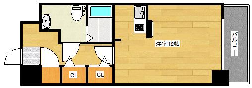 JR新白島駅前東亜ビル(ワンルーム/11階)の間取り写真