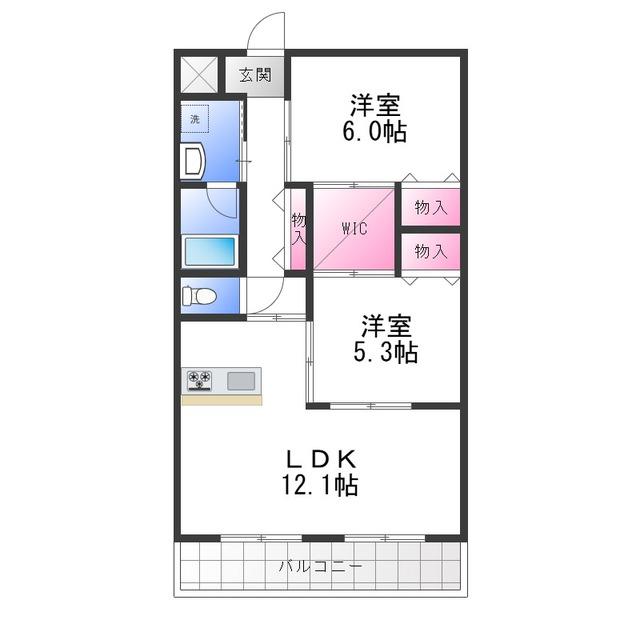 ボナール D.K(2LDK/5階)の間取り写真