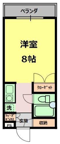 HILLS FUJIKAWA(1K/3階)の間取り写真