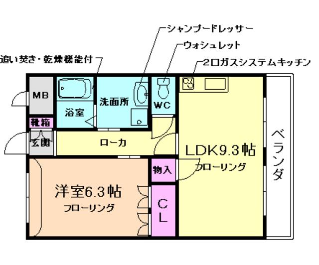エスポワール・アイ(1LDK/1階)の間取り写真