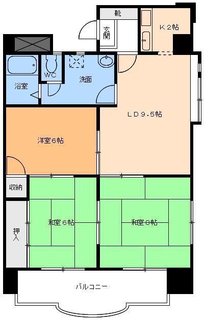 メゾン栗林(3LDK/3階)の間取り写真