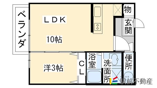 グランドールシャトーC棟(1LDK/2階)の間取り写真