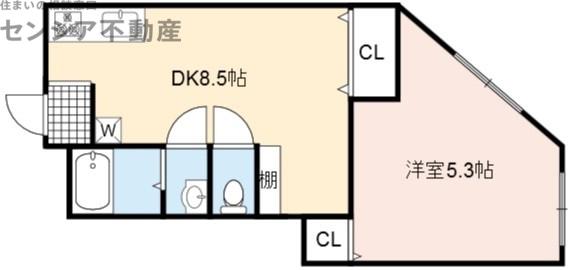 三進ビル(1DK/4階)の間取り写真