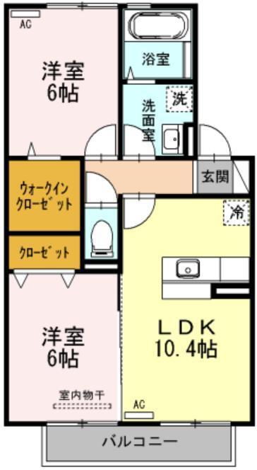 シャルマン(2LDK/2階)の間取り写真
