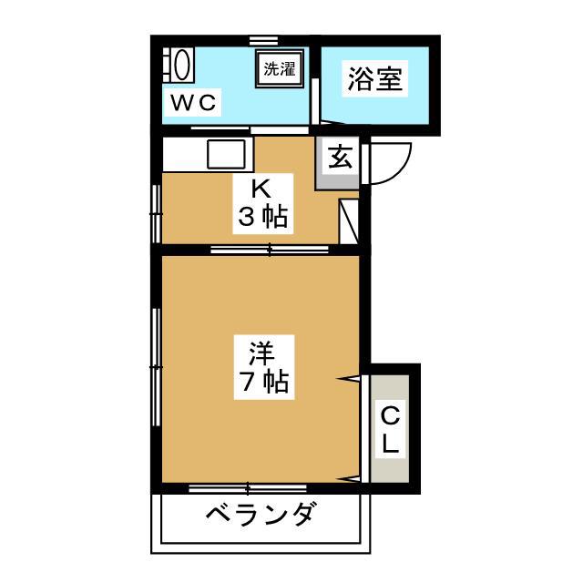 コーポK(1K/2階)の間取り写真