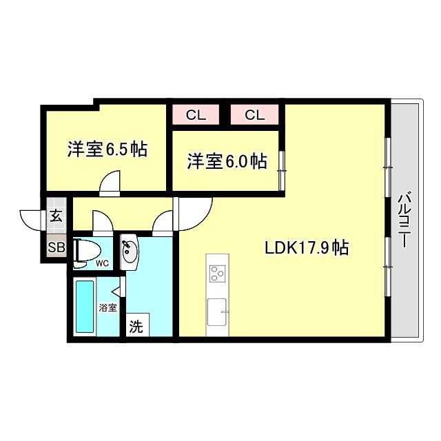 ウエストリヴィエール(2LDK/9階)の間取り写真
