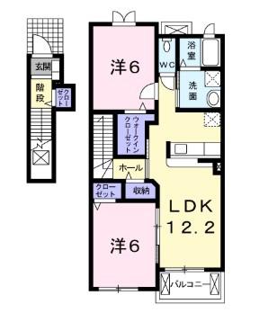 ドゥー メゾン セフィオ(2LDK/2階)の間取り写真