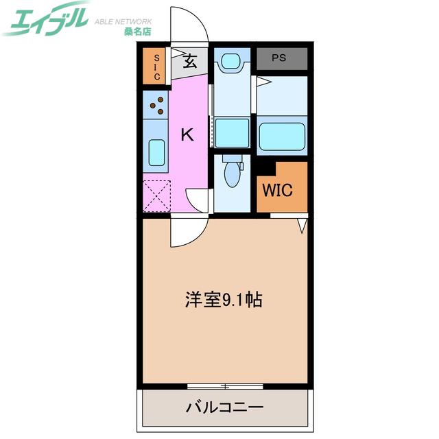メゾンモンマルトル江場(1K/1階)の間取り写真