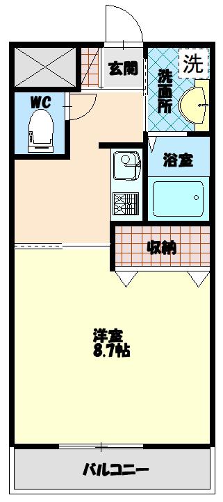 ネストかちどき橋(1K/1階)の間取り写真