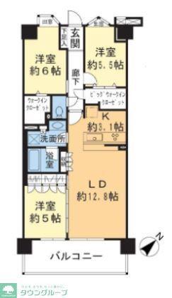 ヴェレーナグラン鎌倉大船瑞景(3LDK/3階)の間取り写真