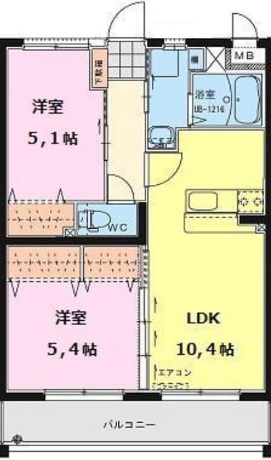  エアフォルクIII(2LDK/3階)の間取り写真