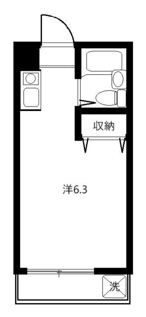 さくらビル(ワンルーム/3階)の間取り写真