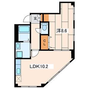 新八ビル 1号棟(1LDK/4階)の間取り写真