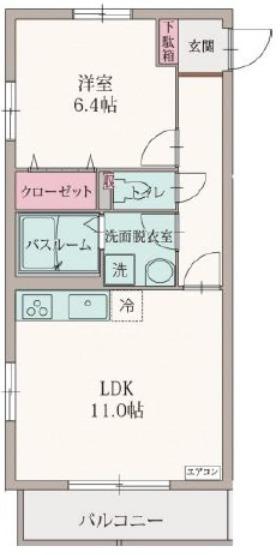 ミクアルト(1LDK/3階)の間取り写真