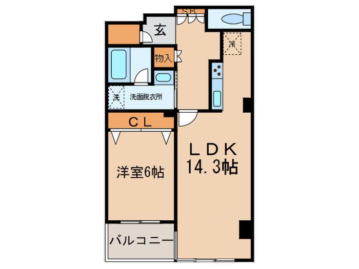 KDXレジデンス成城(1LDK/2階)の間取り写真