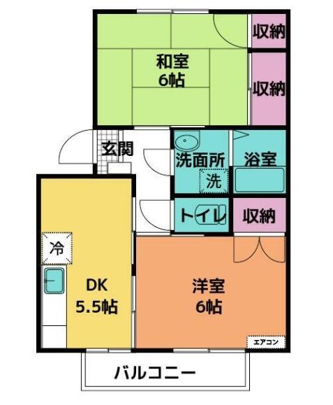 セレナ婦中(2DK/2階)の間取り写真