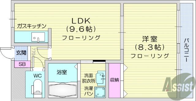 エクセルアシューレ(1LDK/2階)の間取り写真