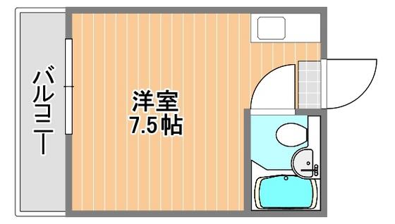 ホープ伊島B棟(ワンルーム/2階)の間取り写真