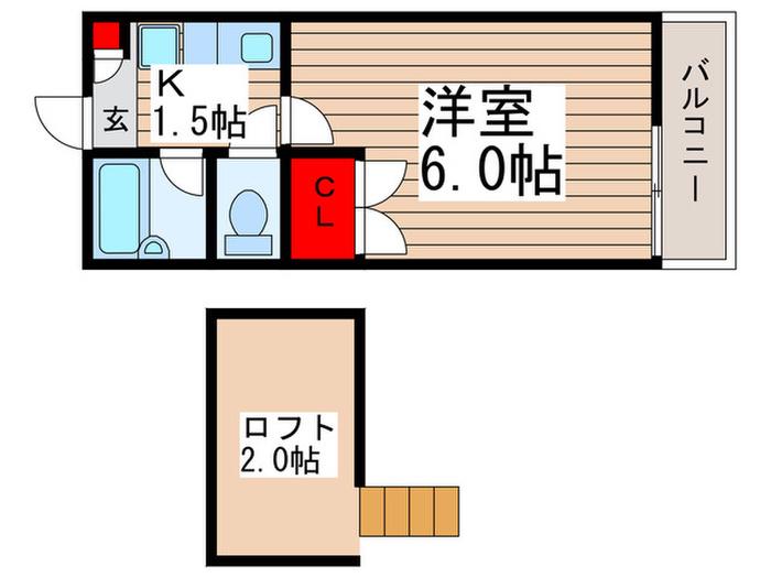 エミナンス1(1K/2階)の間取り写真