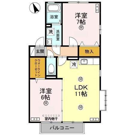 ラファエルII(2LDK/2階)の間取り写真