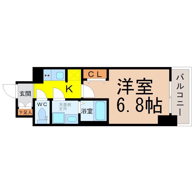 S-RESIDENCE鶴舞駅前(1K/13階)の間取り写真
