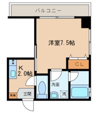 ザ・テレス下馬(1K/3階)の間取り写真