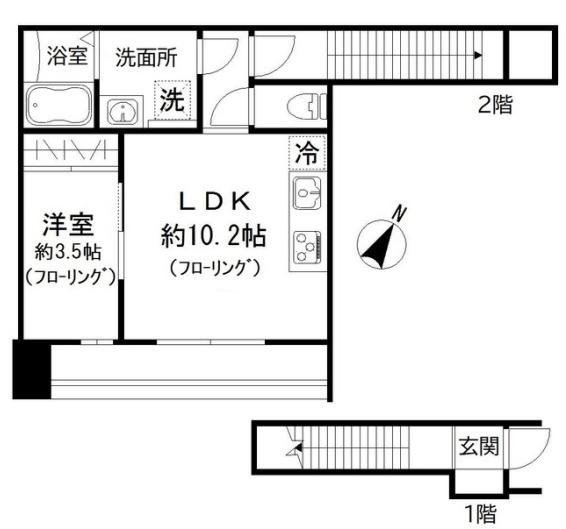 リベルテ池田山(1LDK/1階)の間取り写真