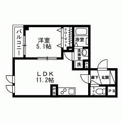 アルカディア扇橋(1LDK/3階)の間取り写真